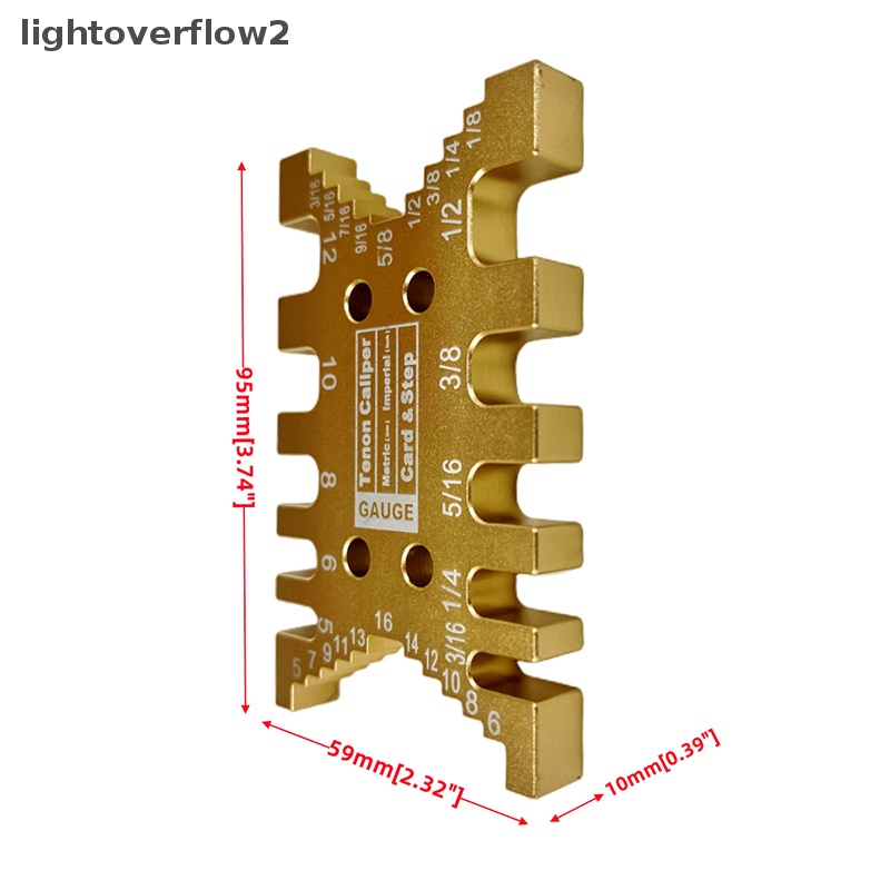 [lightoverflow2] Woodworking Tenon Caliper Pengukur Penggaris Presisi Tinggi Metric Imperial Card [ID]