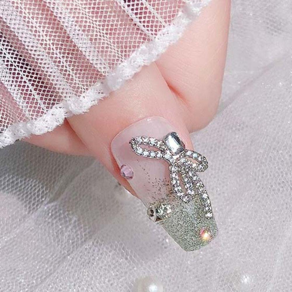 Mxbeauty Busur Kuku Berlian Imitasi Wanita Fashion Kupu-Kupu Manikur Aksesoris Jepang Nail Art Zirkon Nail Art Drills