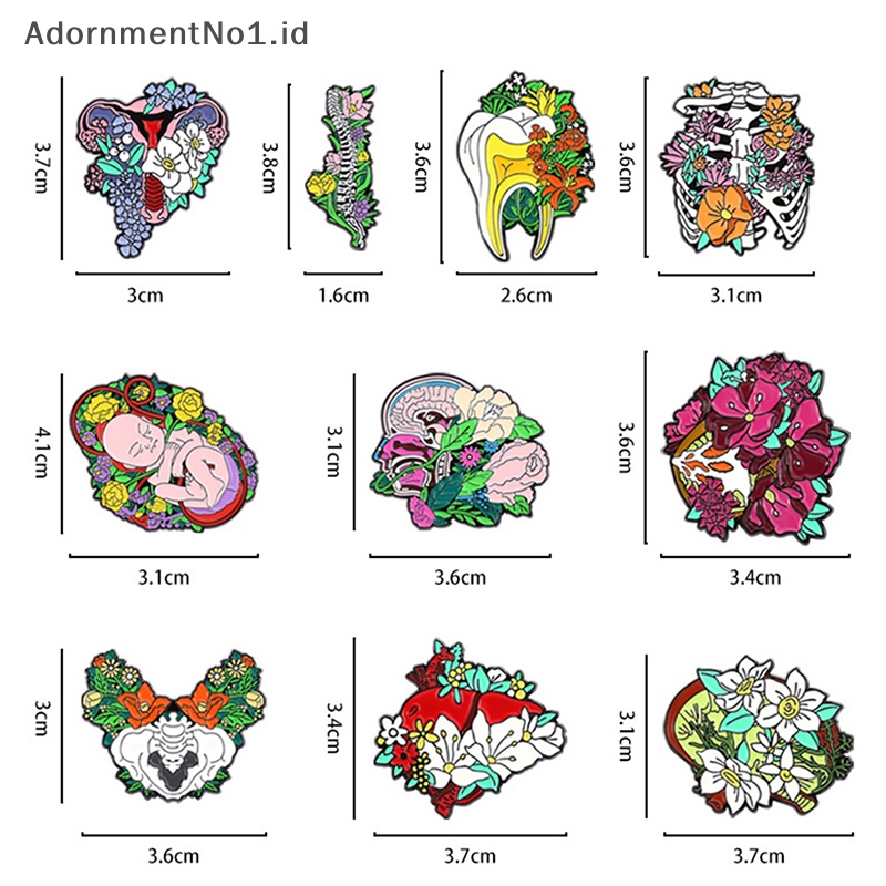 [AdornmentNo1] Bunga Organs Enamel Pin Desain Kreatif Otak Jantung Cat Lencana Bentuk Bunga Paduan Bros Tas Lencana [ID]
