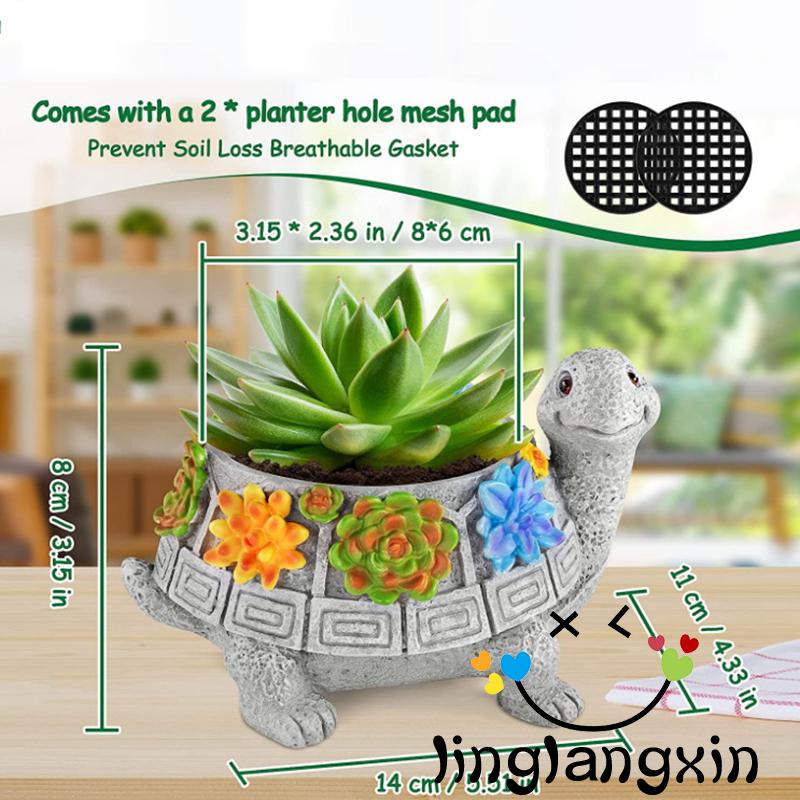 Llx-pot Bunga Resin, Pot Sukulen Kura-Kura Lucu Dekorasi Rumah Kantor Planter Art Craft Gift