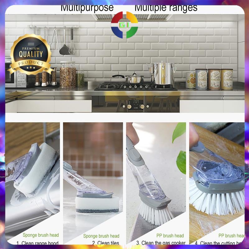 Sikat Pembersih Serbaguna Cleaning Brush dengan Dispenser Sabun Air Gray/White