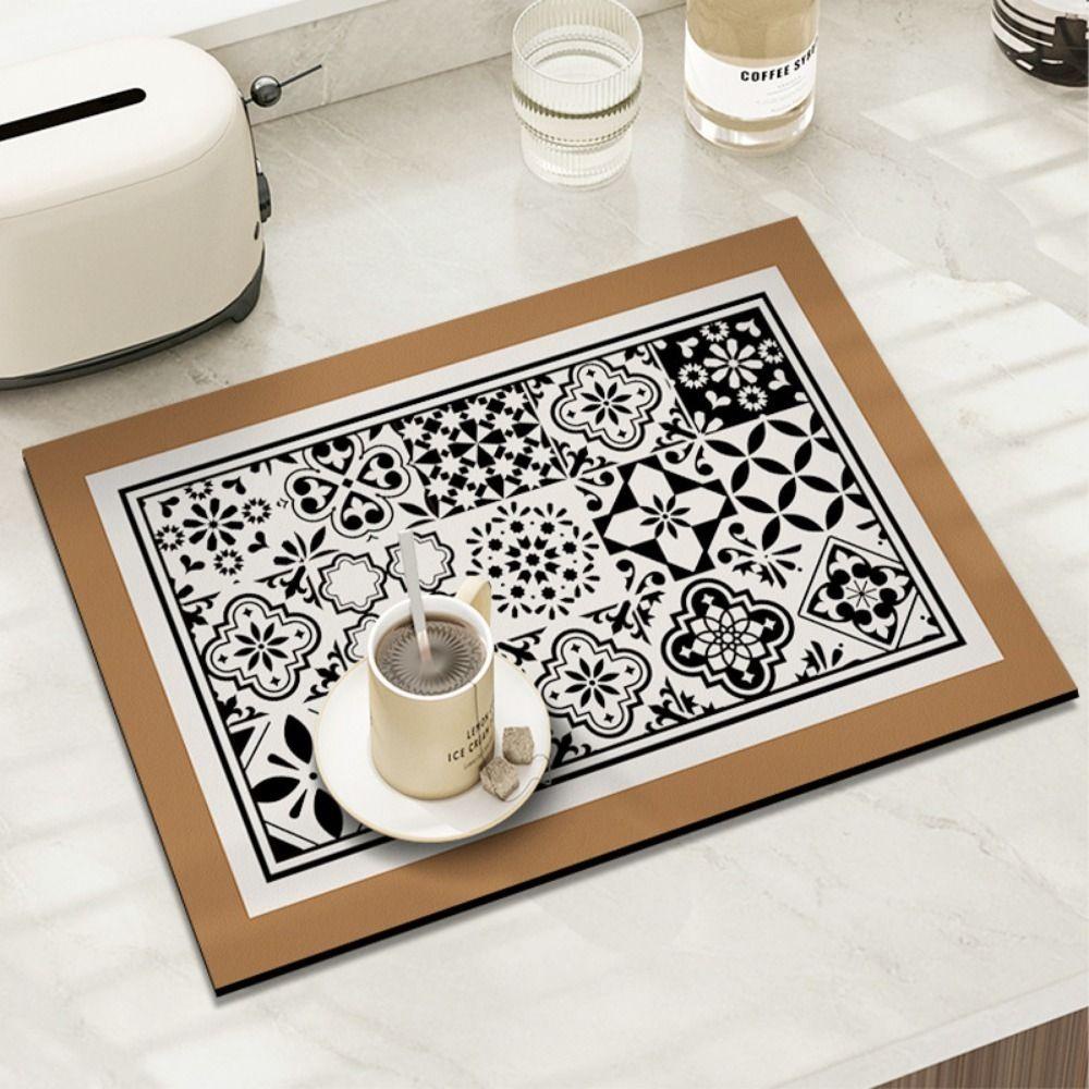 [Elegan] Kopi|Mat Diatom Lumpur Tahan Lama Splash proof Insulasi Panas Rumah Tangga Tatakan Alas Pengering Piring