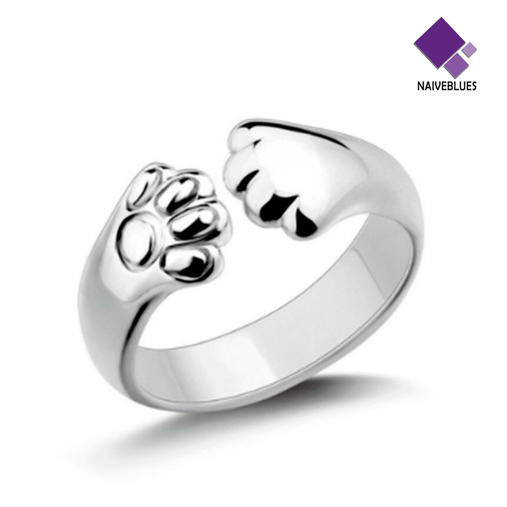 &lt; Naiveblues &gt; Cincin Jari Paw Opening Jewelry Adjustable Bright Luster Ring Pakaian Sehari-Hari