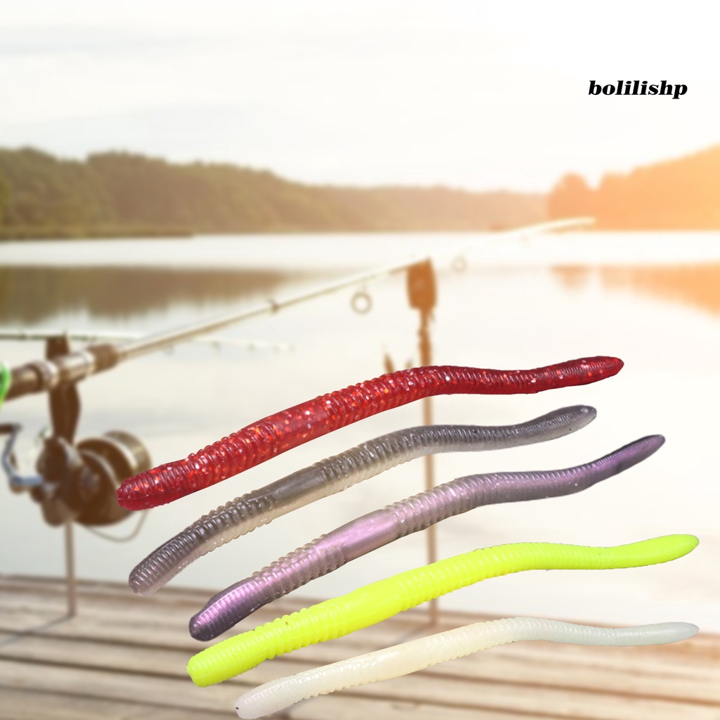 Bo-10pcs 11.5cm/4.2g Soft Lure Pola Spiral Simulasi Menggoda Angling Ekor Panjang Cacing Tanah Umpan Palsu Memancing Luar Ruangan