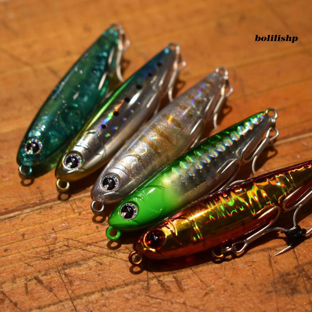 Bo-6cm/6g Umpan Umpan Simulasi Realistis Treble Hook 3D Lukisan Angling Jalan Umpan Pensil Laut Memancing Umpan Perlengkapan Memancing