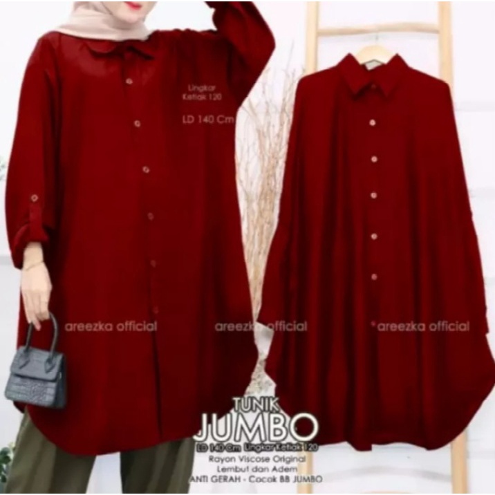 BAJU LEBARAN  ATASAN WANITA TUNIK SERIES TERBARU FISA TUNIK BIG SIZE TUNIK JUMBO XXXL LD 130 CM