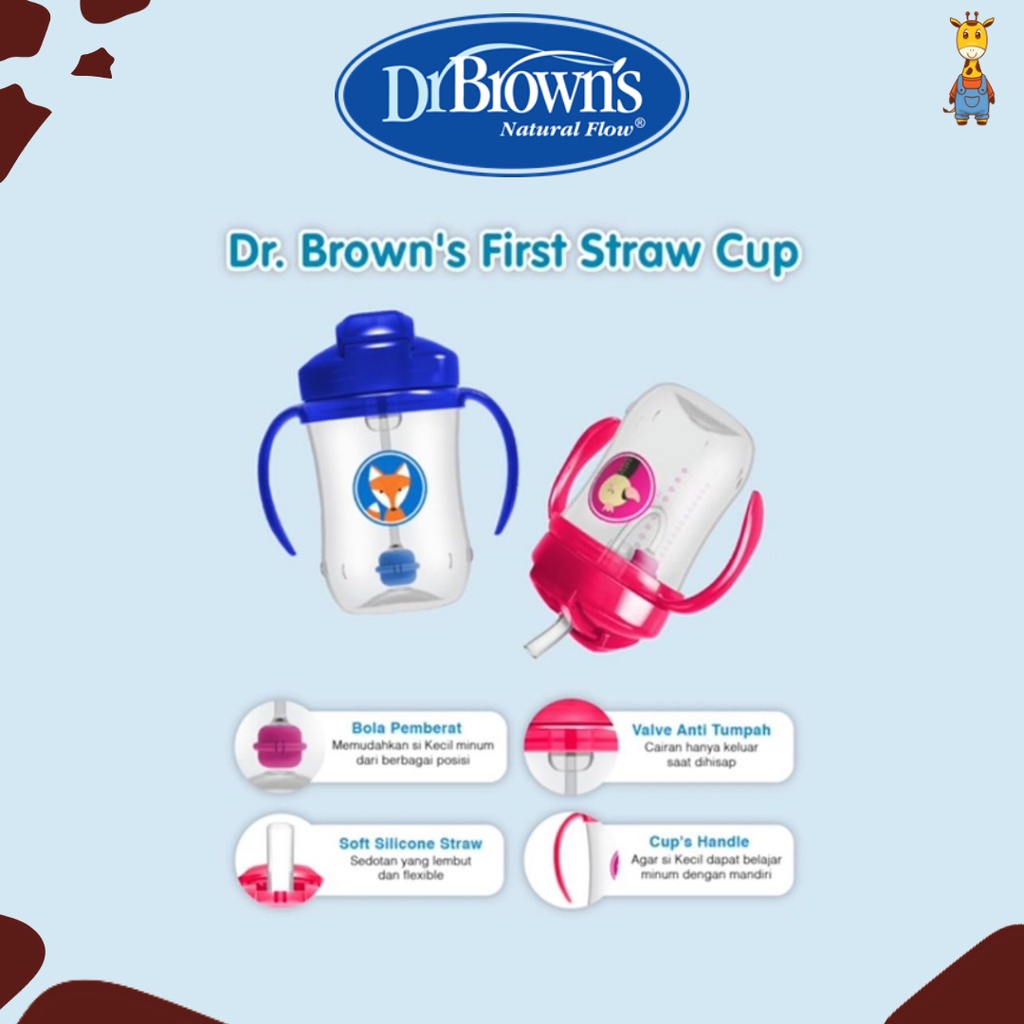 Dr. Brown's Baby First Straw Cup 270ml / Cups Anak / Botol Minum Anak