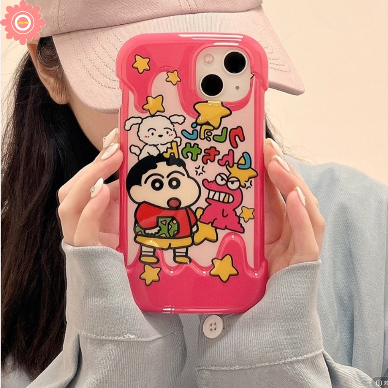 IPHONE Case Es Krim 3D Korea Kompatibel Untuk Iphone11 14 13 12 Pro Max 7Plus 8Plus XR 7 8 Plus X XS Max SE 2020 Lucu Pochacco Kuromi Hello Kitty Kartun Crayon Shin-chan Soft Cover