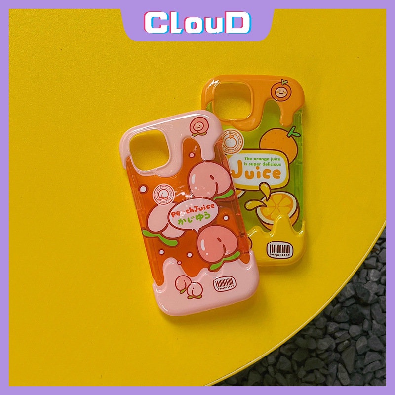 Musim Panas Fruits 3D Ice Cream Cute Case Kompatibel Untuk IPhone 7Plus XR 11 13 14 12 Pro Max 7 8 Plus X XS Max SE 2020 8Plus INS Korea Peaches Jeruk Silicon Lembut Penutup Belakang