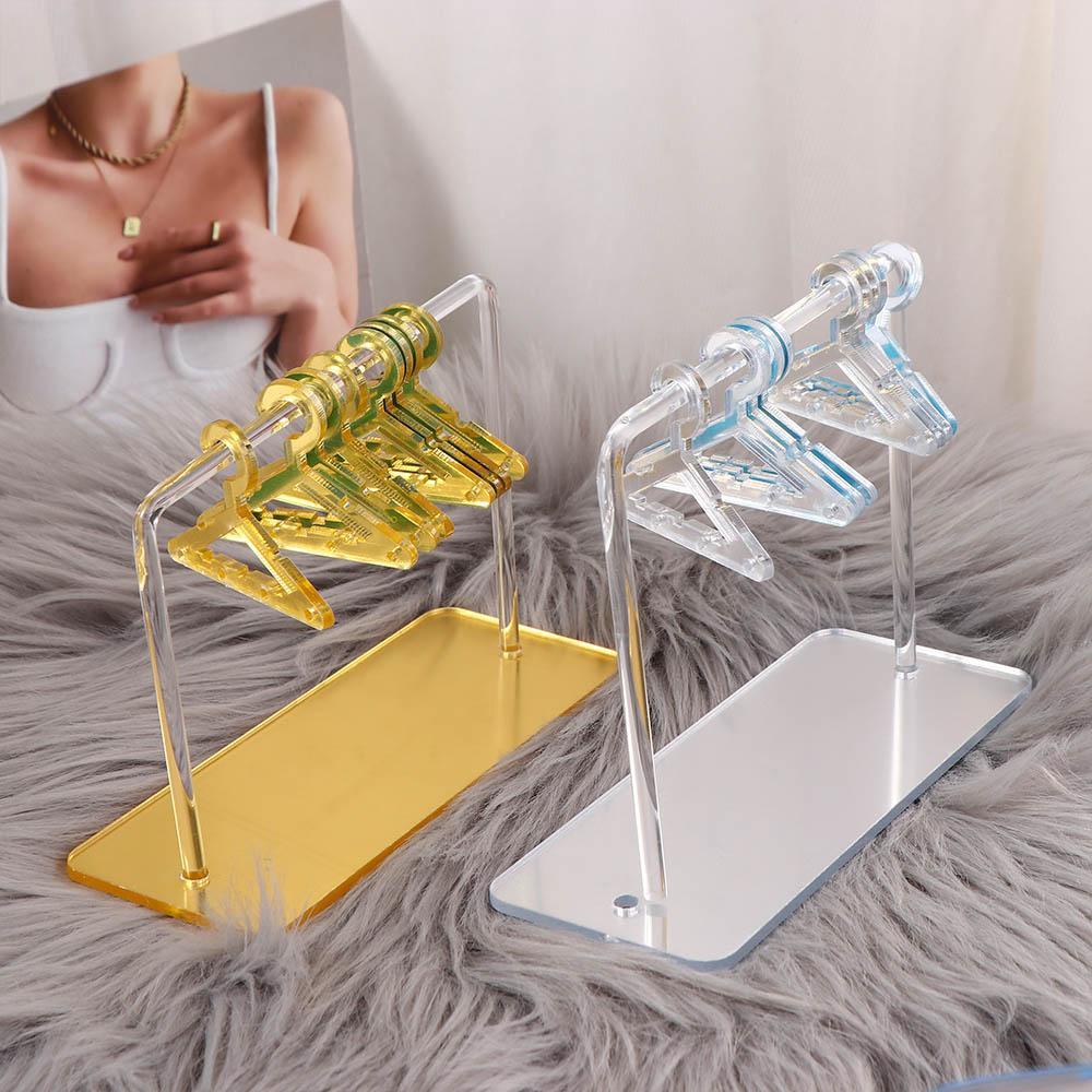 QUINTON Display Anting Berdiri Mini Transparan Multi-Warna Kalung Hadiah Liontin Desktop Decor Penyimpanan Closet Coat-hanger Shape Earring Rack Holder