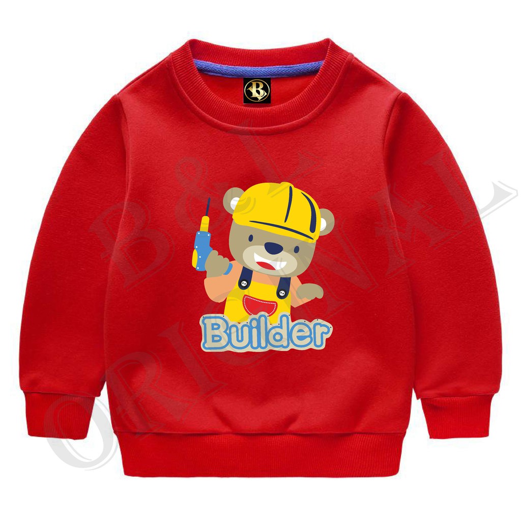 BISA byar ditempt/ BS//COD//BAJU KAOS ANAK ANAK BUILDER TANGAN PANJANG GOOD QUALITY