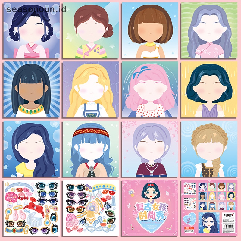 Seasonoun Anak Princess Fashion Change Show Sticker Set Gadis Decal Serbaguna Diy Makeup Show.