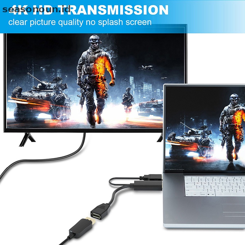 Seasonoun 4K USB Powered HDMI Male to DP Display Port Female Converter Adapter Devices.