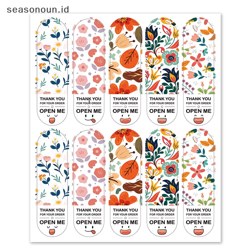 Seasonoun 100Pcs Thank You For Your Order Sticker Untuk Label Segel Label Warna Floral.