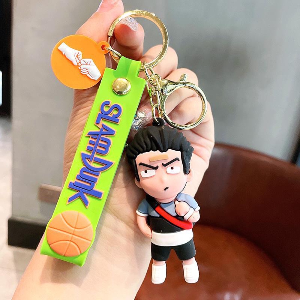 Slam Dunk Ahli Gantungan Kunci Mobil Laki-Laki Kreatif Sakura Bunga Jalan Berbunga Kawa Maple Mitsui Shou Tas Liontin Kartun Logam Keyring Hadiah Teman