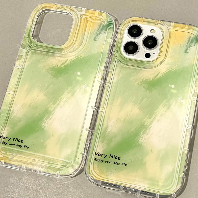 IPHONE Green Fresh Phone Case Kompatibel Untuk Iphone7Plus8Plus6Plus11 14 13 12 Pro MAX XR X XS MAX SE Airbag Shockproof Cover