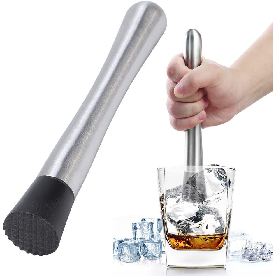 Barware Pecah Es Loli Tahan Lama Stainless Steel Tongkat Pencampur Anggur Ice Crusher Pegangan Nyaman Barware Alat DIY Minuman Muddler Cocktail Stirrer Shaker