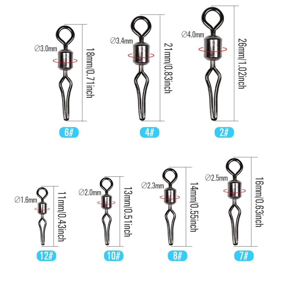 Agustina Putar Dengan Klip Garis Samping 100pcs Alat Pancing Gaya Amerika Sub Penjepit Dengan Snap Fishing Tackle Rotating Swivel Penjepit Amis