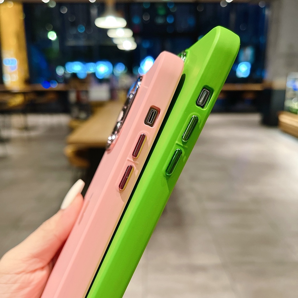 IPHONE Cairan Silikon electroplated lens loop Dengan built-in velvet soft phone case Untuk Iphone14 13 12 11 Pro Max