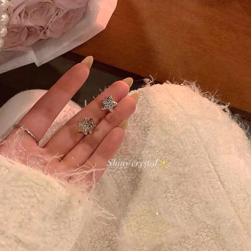 Ifyou 6Pcs/Set Anting Stud Bintang Berujung Lima Set Fashion Kristal Anting Perak Untuk Wanita Perhiasan Aksesoris