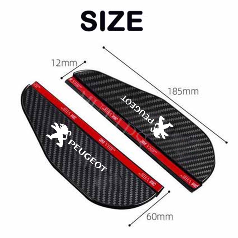 Peugeot 2Pcs Spion Mobil Serat Karbon Visor Hujan Pelindung Alis Cover Stiker Untuk 307 308 2008 3008 206 208 207 508 408 5008 406