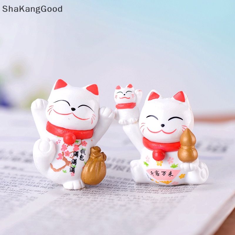 Selip Senyum Beruntung Uang Kucing Patung Mini Patung Kerajinan Ornamen Miniatur Dekorasi Rumah SKK