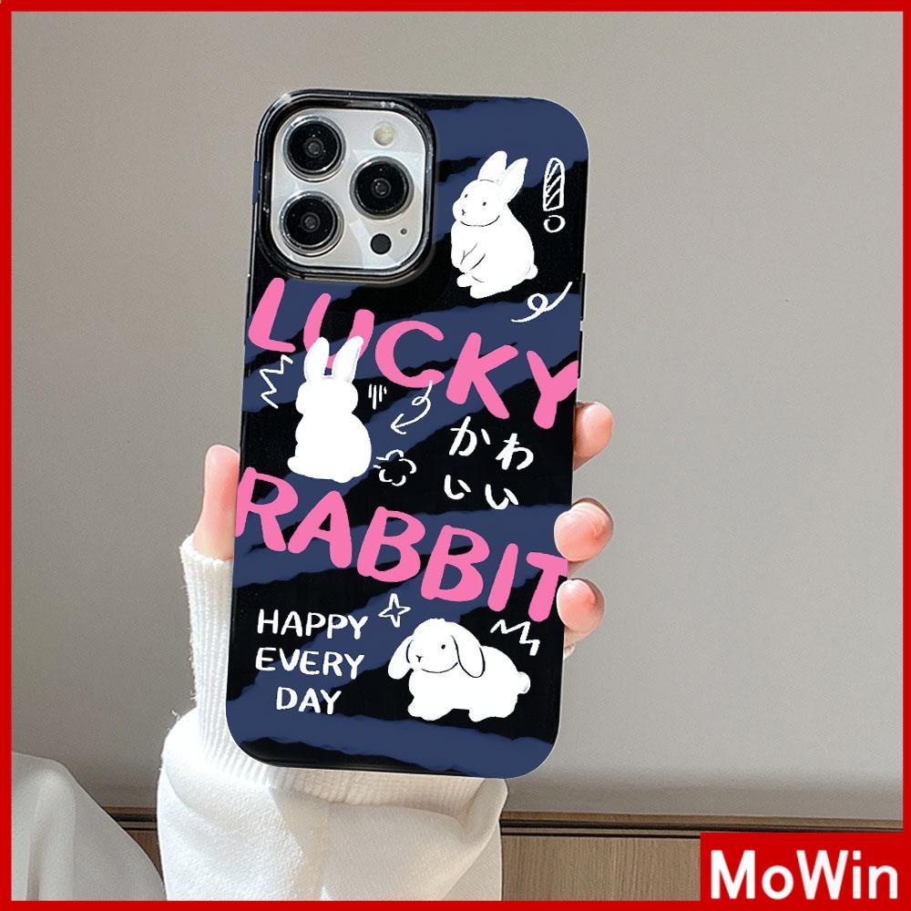 For iPhone 14 Pro Max iPhone Case Black Glossy TPU Soft Case Shockproof Protection Camera Cartoon Cute Rabbit Compatible with iPhone 13 Pro max 12 Pro Max 11 xr xs max 7Plus 8Plus