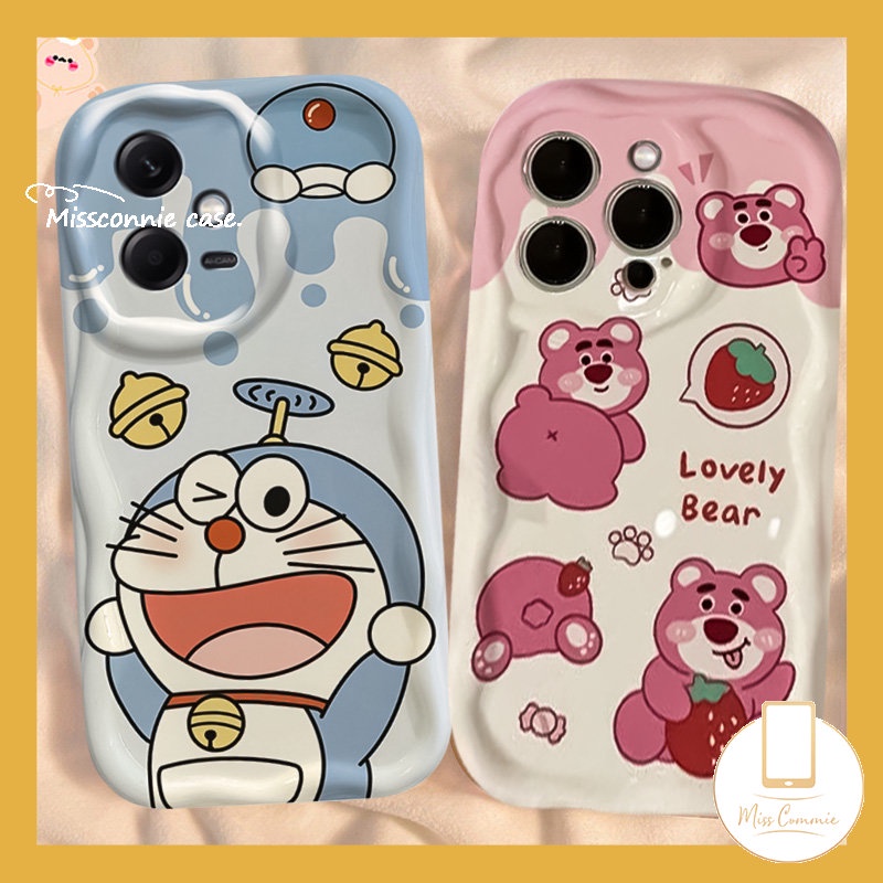 Casing Manyo Kartun Doraemon Lucu Untuk Vivo Y35 Y36 Y02T Y22 Y22s Y12i Y20 Y15 Y16 Y11 Y12 Y93 Y95 Y17 Y02 Y20A Y20s Y31 Y91C Y53s Y50 Y15A Y21s Y15s Y01 Y91 3D Casing Tepi Lengkung Bergelombang