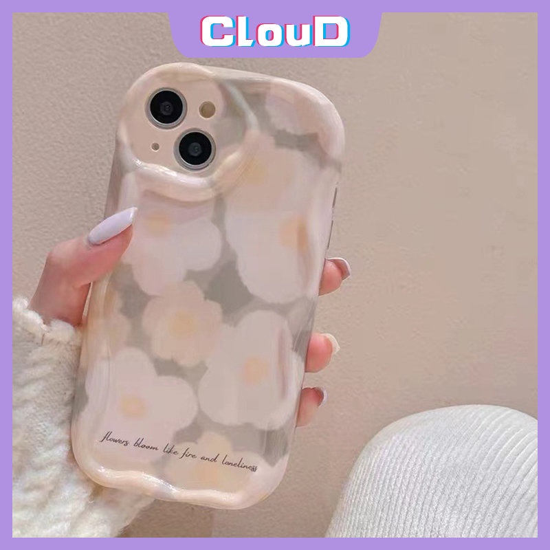 Casing Bunga Glossy Tepi Melengkung Bergelombang 3D Untuk Redmi 9A A2 9T 10C A1 10 9 10A 9C NFC Redmi Note 11 9 10 10S 11s 8 10Pro Max POCO M3 Shockproof Airbag Fresh Flowers Back Cover