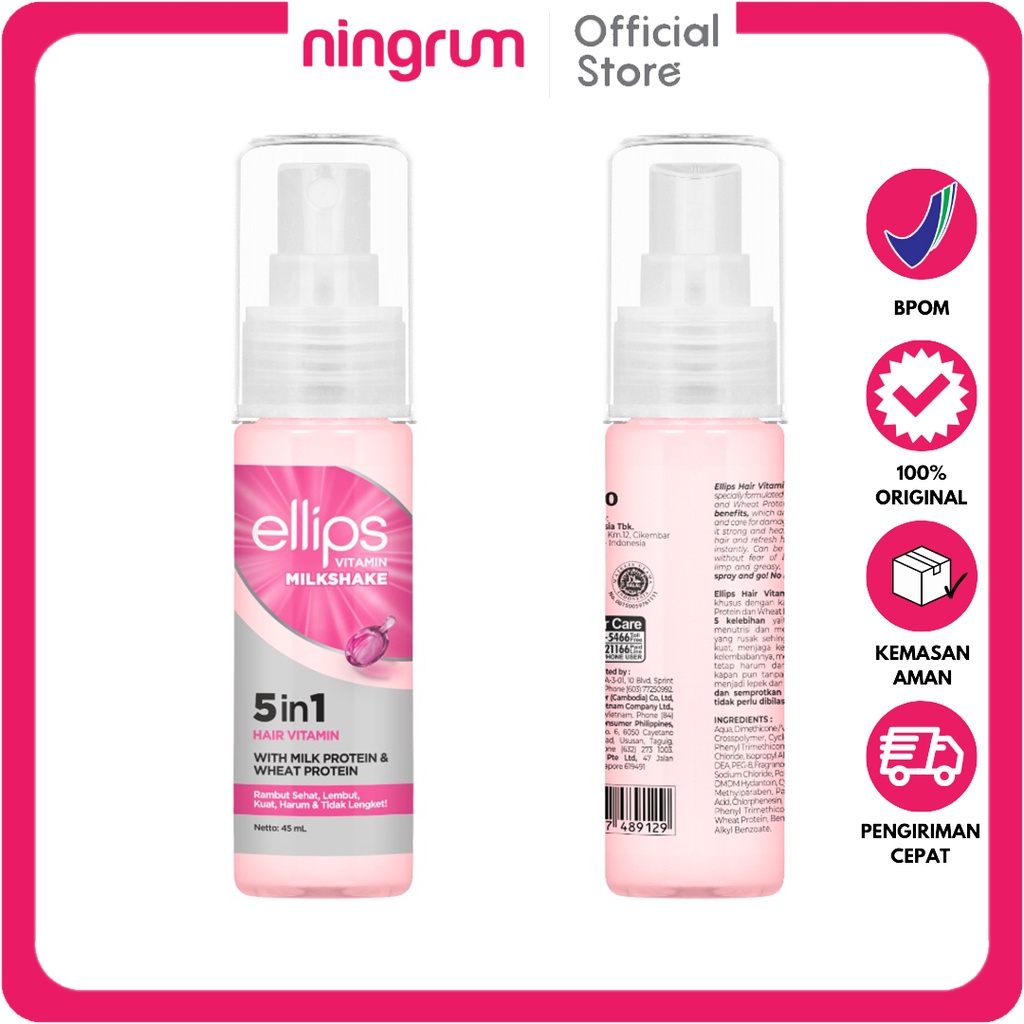 Ningrum - ELLIPS Hair Vitamin 5in1 Milkshake 45ml &amp; Conditioner Milkshake 110ml Spray | Perawatan Rambut Tanpa Batas Atasi Rambut Kering Original BPOM - 5510