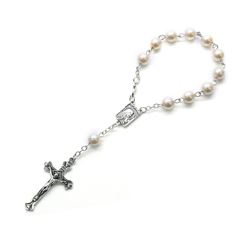 Siy Rosario Mini Baptis Favor 11-Bead Pearl Finger Rosaries Weddings Party Favor Baptis Rosario Jari Baptis Rosaries