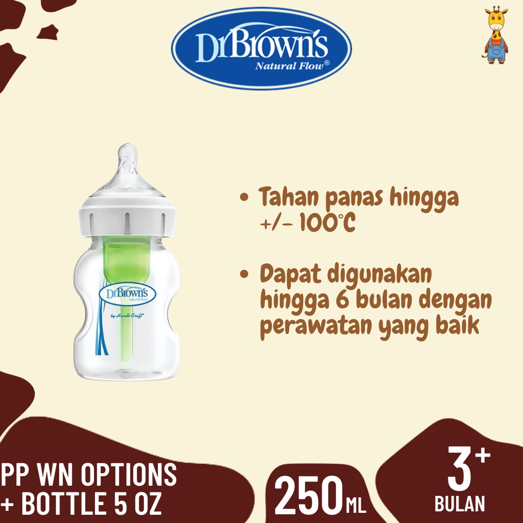 Dr.Brown's 5oz/150ml PP WN Options+Bottle 1Pack / Botol Susu / Botol Bayi