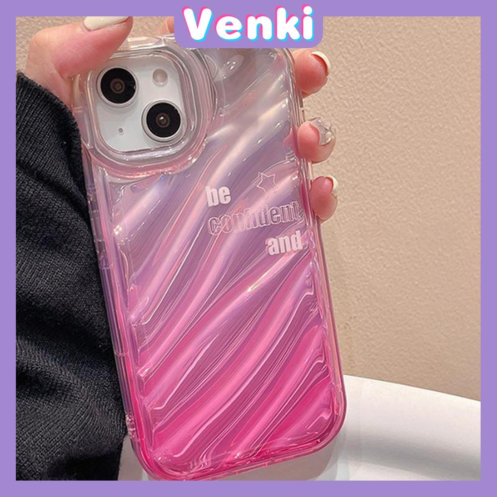 VENKI - For iPhone 11 iPhone Case Laser Reflective Transparent Phone Case TPU Soft Shockproof Airbag Case Protection Pink English Compatible with iPhone 14 13 Pro max 12 Pro Max