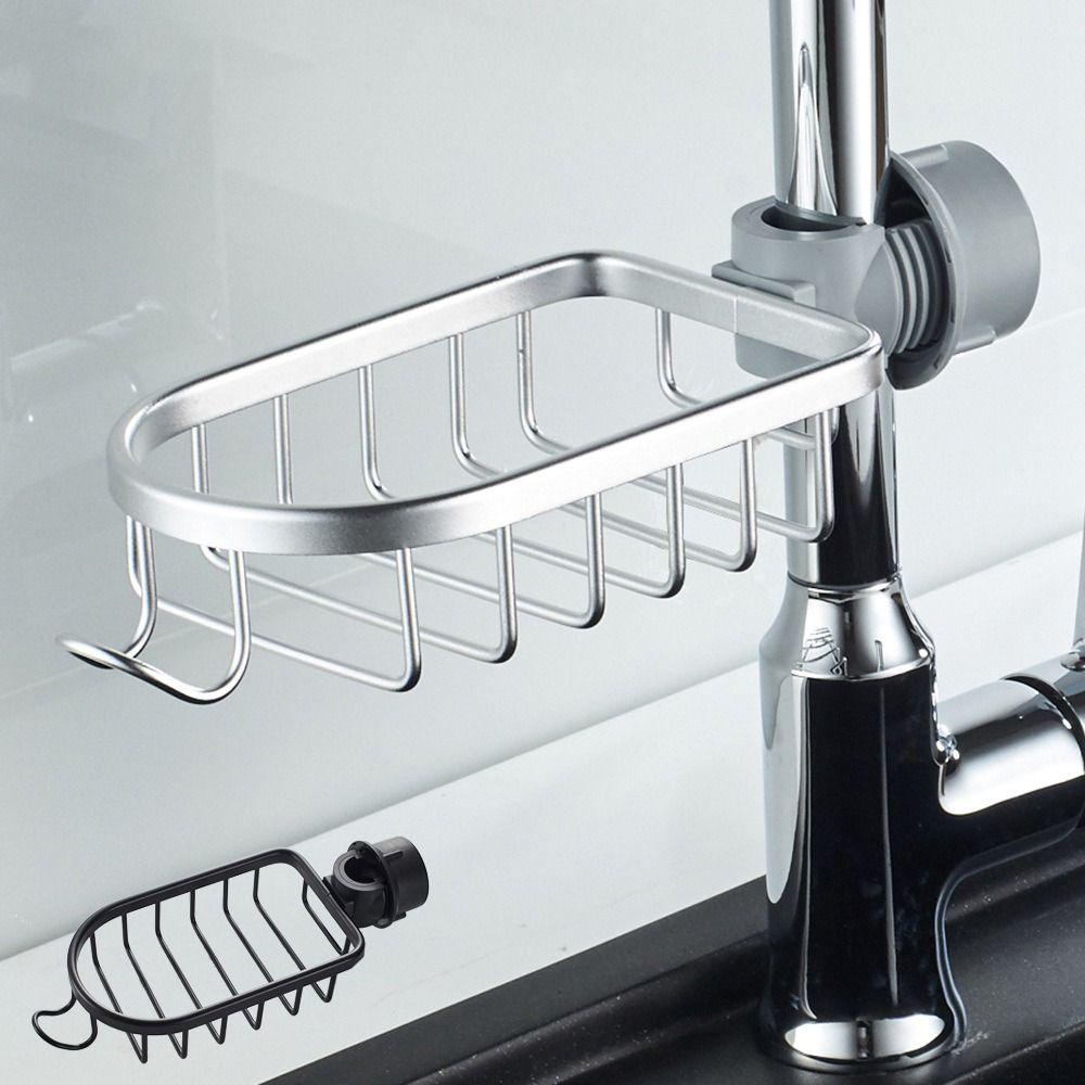 [Elegan] Rak Keran Silver Ruang Aluminium Tahan Lama Aksesoris Dapur Kamar Mandi Tempat Serba Serbi Adjustable Shower Storage Rack