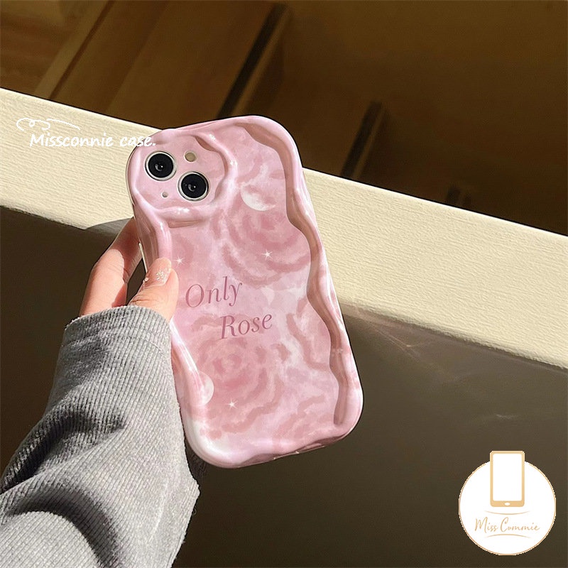 Case Bunga Segar Untuk Samsung A04 A11 A50 A12 A31 A30 A13 A51 A14 A20 A32 A21s A03s A10s A24 A04s A03 A02s A20s A23 A30s A52 3D Tepi Melengkung Bergelombang Glossy Rose Floral Tpu Soft Cover