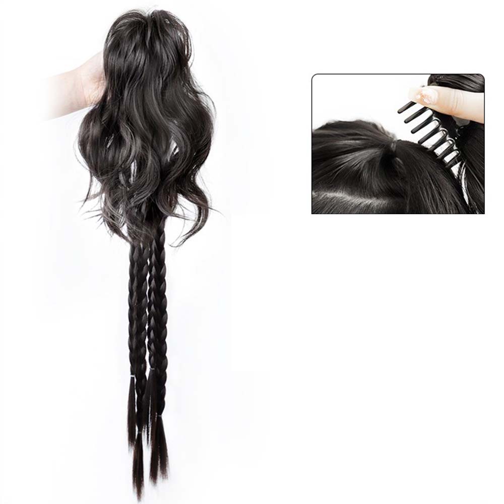 Y2k 50cm Panjang Twist Braided Tinggi 30cm Ponytail Rambut Ekstensi Untuk Wanita Serut Wig Aksesoris Rambut