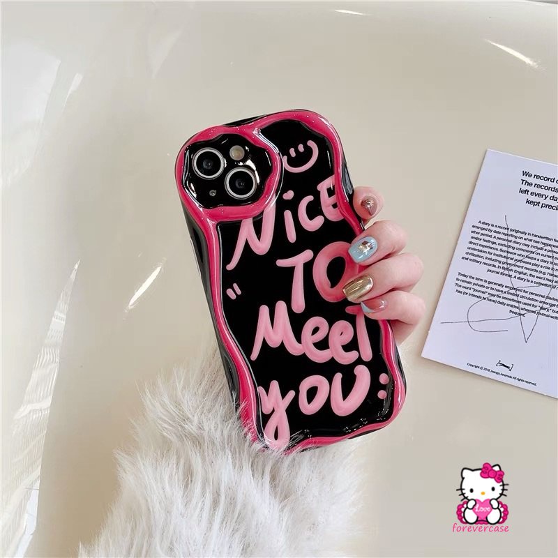 Fashion Art Letter Ghost Case Untuk OPPO A17K A15 A96 A95 A77 A7 A55 A57 A53 A12 A17 A5 A77s A76 A52 A74 A1K A31 A15s A16s A16 A54 A5s A3s A9 3D Tepi Bergelombang Melengkung Shockproof Soft Case