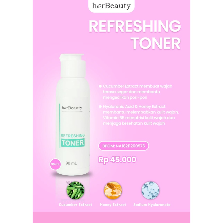 HERBEAUTY PAKET HEMAT TONER FACIAL WASH BRIGHT AND GLOW SERIES HER BEAUTY