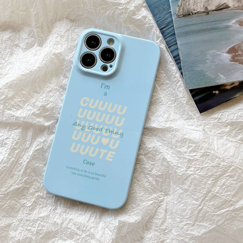 Blue White English Hard Plastic Case HP iP iPhone 14 + Plus X XS XR 11 12 13 Pro Max FTD Casing Apple