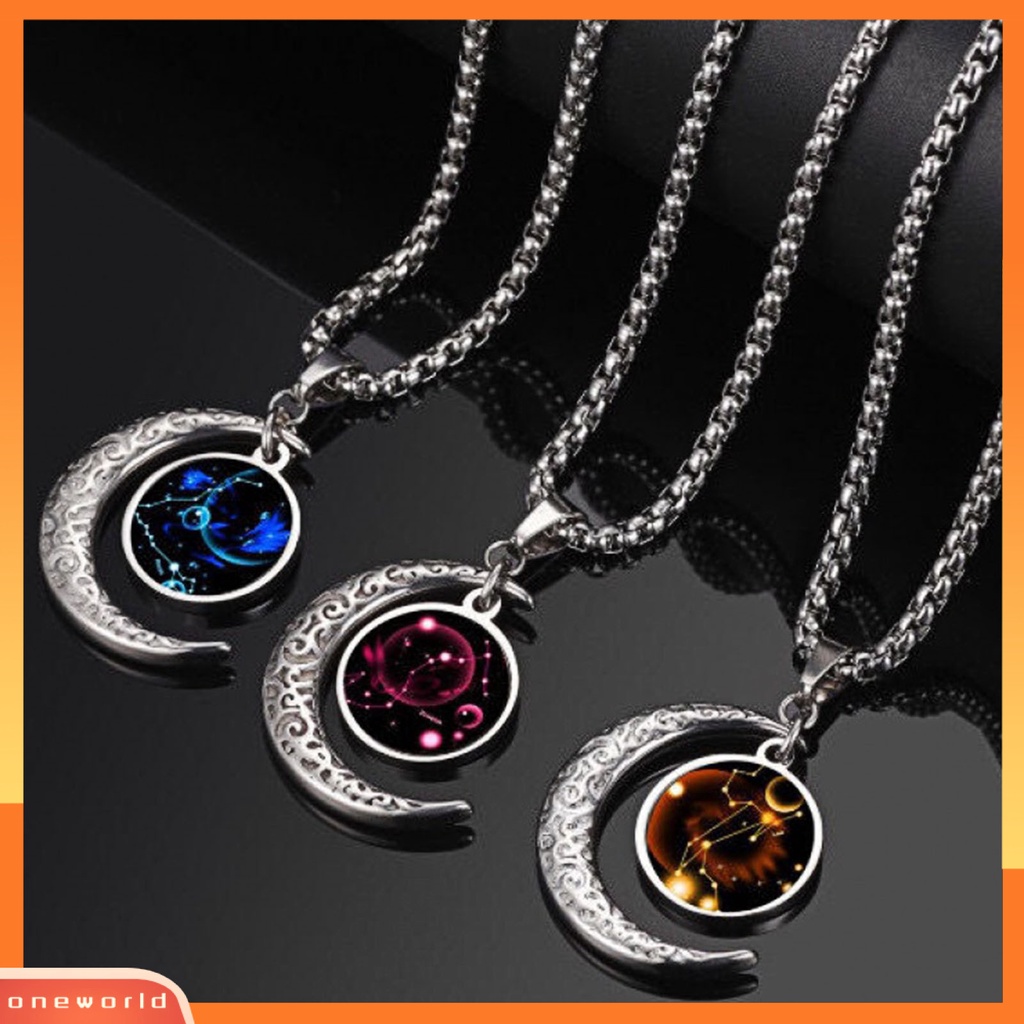 [ONE] Kalung Liontin Wanita12 Constellation Moon Alloy Electroplating Elegan Untuk Hari Valentine