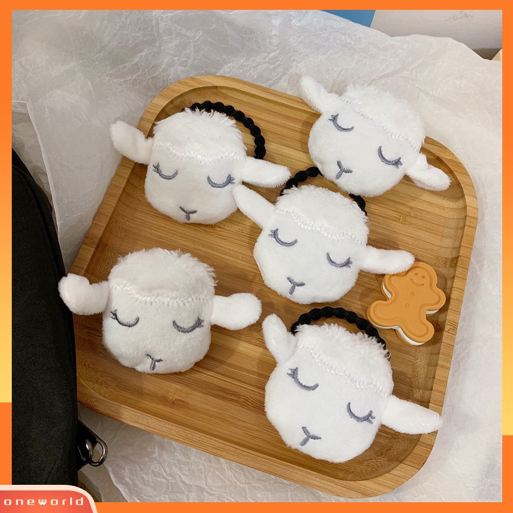 [ONE] Gadis Lucu 3D Mewah Domba Elastis Tali Rambut Ponytail Holder Bros Pin Tas Dekorasi