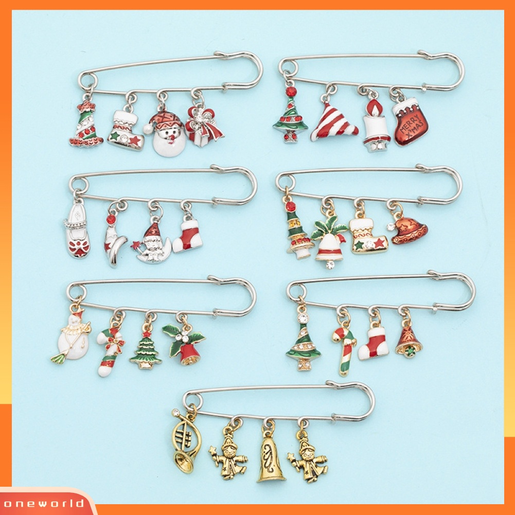 [ONE] Tanduk Rusa Lucu Snowflakes Santa Claus Bros Pin Hadiah Natal Aksesoris