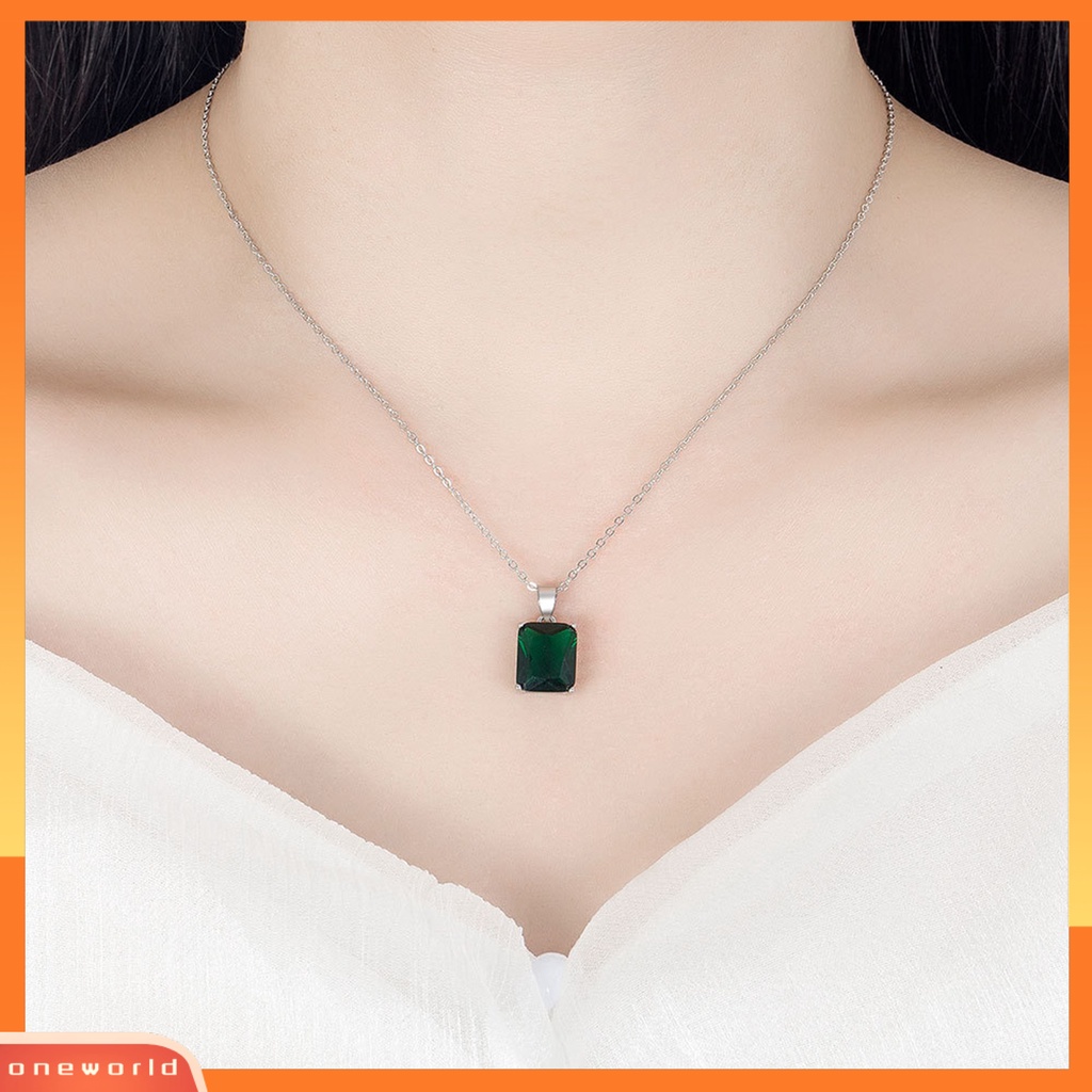 [ONE] 4pcs/set Jari Cincin Bentuk Persegi Panjang Shiny Charming Cubic Zirconia Vintage Pendant Dress Up Anti Karat Wanita Mewah Berlian Imitasi Kalung Hoop Earrings Perhiasan Aksesori