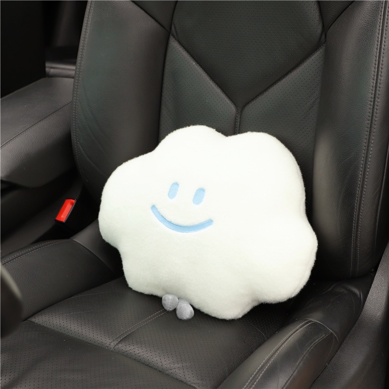 Headrest Kartun Mobil, Bantal Perlindungan Leher Awan Wajah Tersenyum Kreatif Mobil