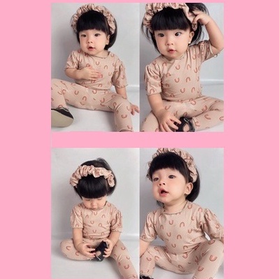 Plazababyku MX CARISSA setelan bayi motif bunga yang lucu free headband scrunchie + sandal