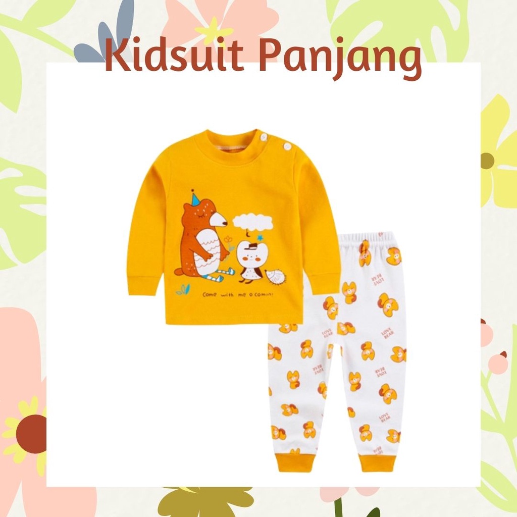 Plazababyku KIDS SUIT PANJANG Setelan Anak Bahan Kaos Lengan + Celana Berkualitas Import  NEW1