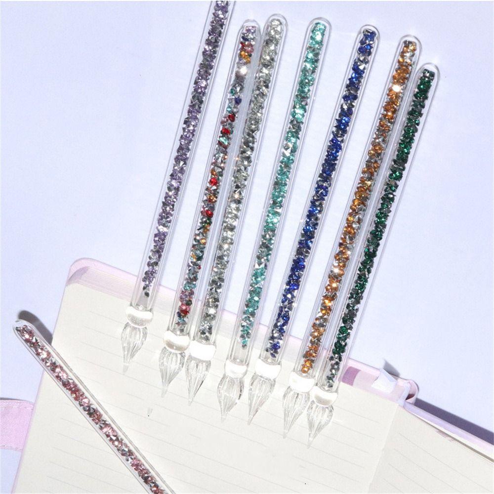 Lanfy Glass Pen Antik Multicolor Isi Tinta Pulpen Tulisan Fountain Pen Vintage Glass Dip Pen