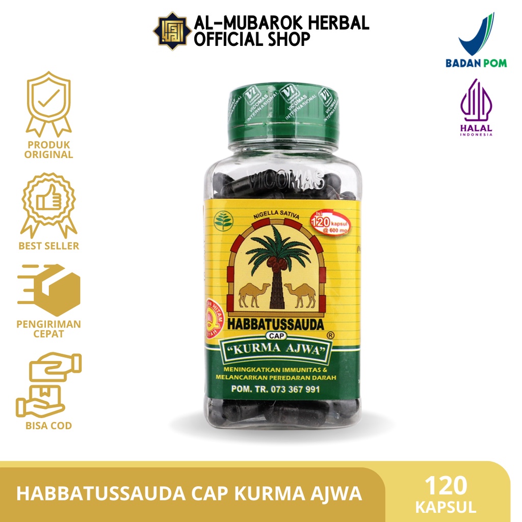 Habbatussauda Cap KURMA AJWA Serbuk Jintan Hitam isi 120 Kapsul Herbal Habbatusauda Oil Minyak Habat
