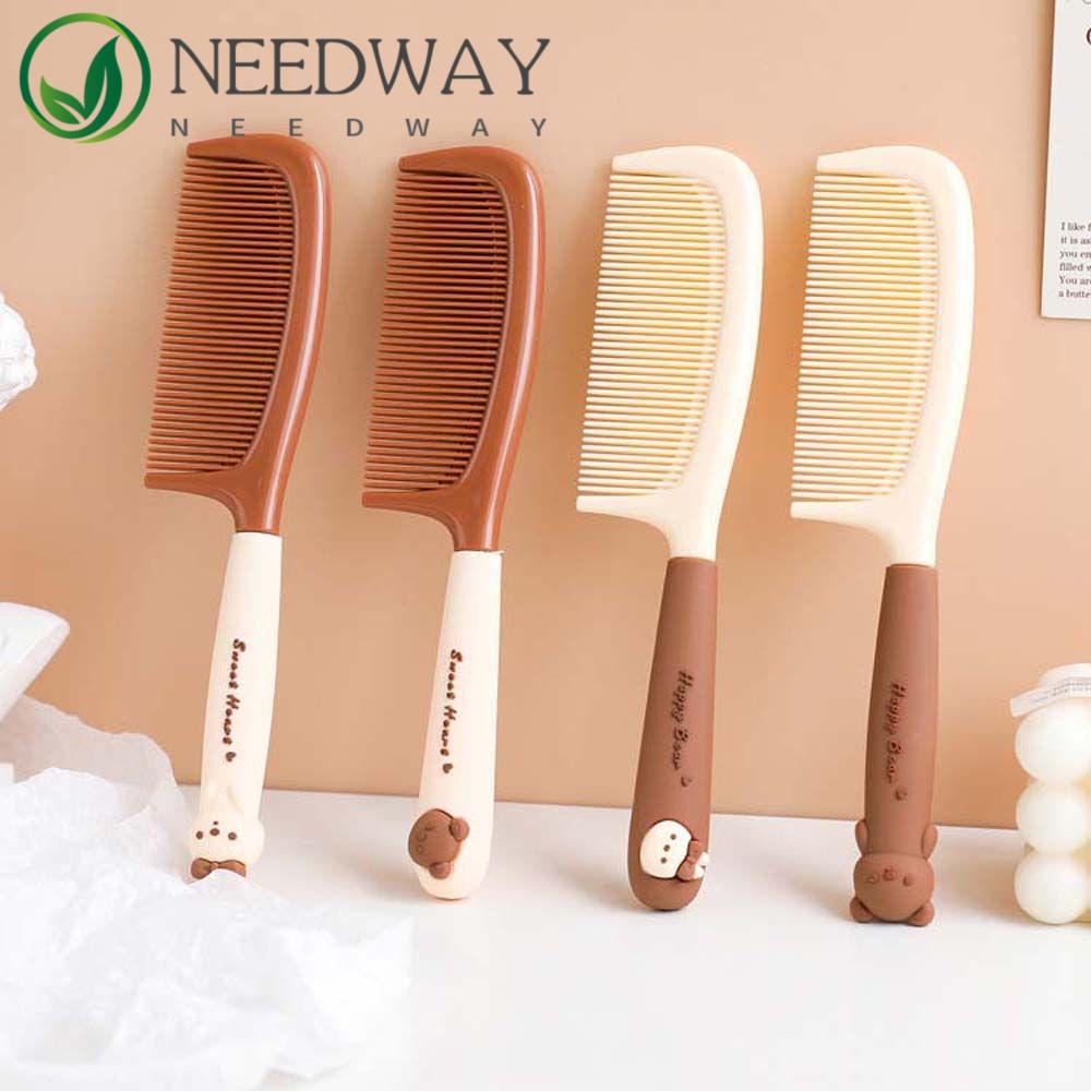 Needway   Sisir Kartun Resin Kawaii Bear Bunny Hairdressing Milk Tea Gagang Warna Sikat Rambut