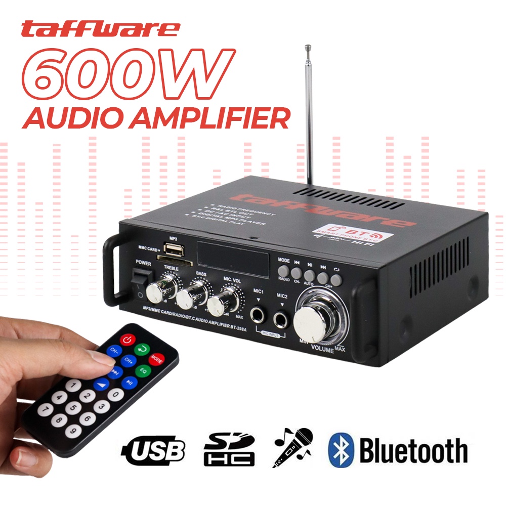 Audio Amplifier Bluetooth EQ Home Theater FM 600W - BT-298A - Black #Amplifier #MiniAmplifier #Homet